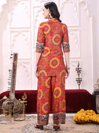 Vibrant Ethnic Co-Ord Set, Red - Hiral Fashion | Grocsy