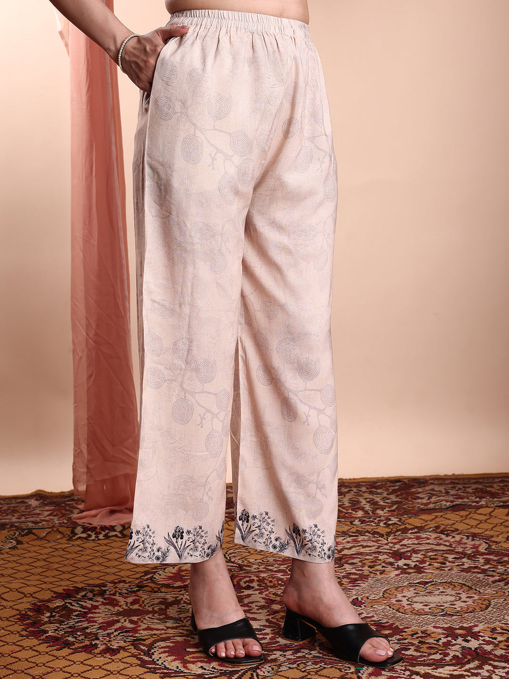 Floral & Paisley Printed Co-Ords, Beige - Hiral Fashion | Grocsy