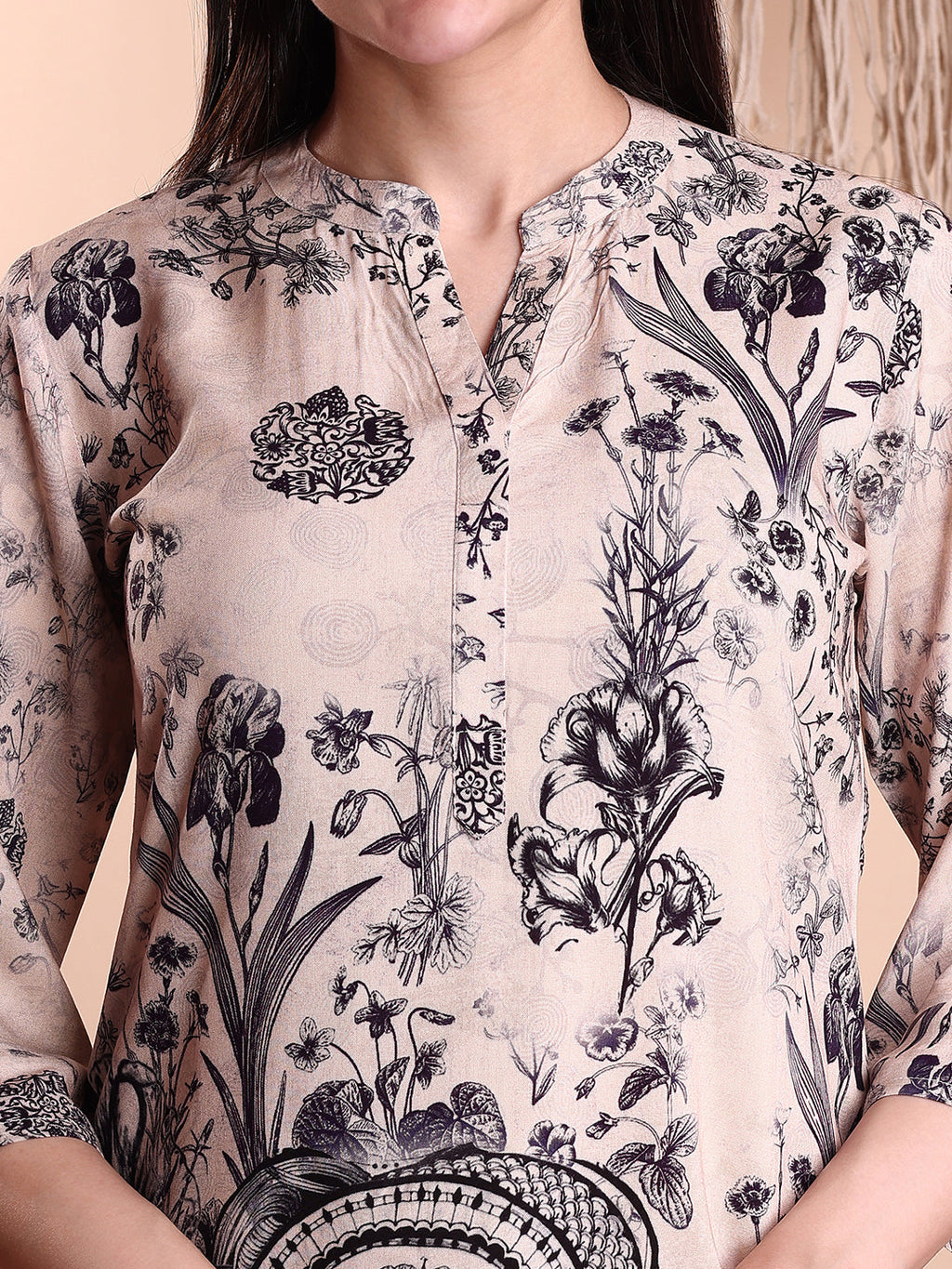 Floral & Paisley Printed Co-Ords, Beige - Hiral Fashion | Grocsy