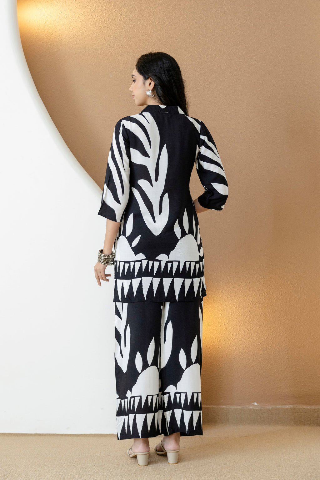 Abstract Printed Co-Ords, Black; White - Hiral Fashion | Grocsy