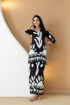 Abstract Printed Co-Ords, Black; White - Hiral Fashion | Grocsy