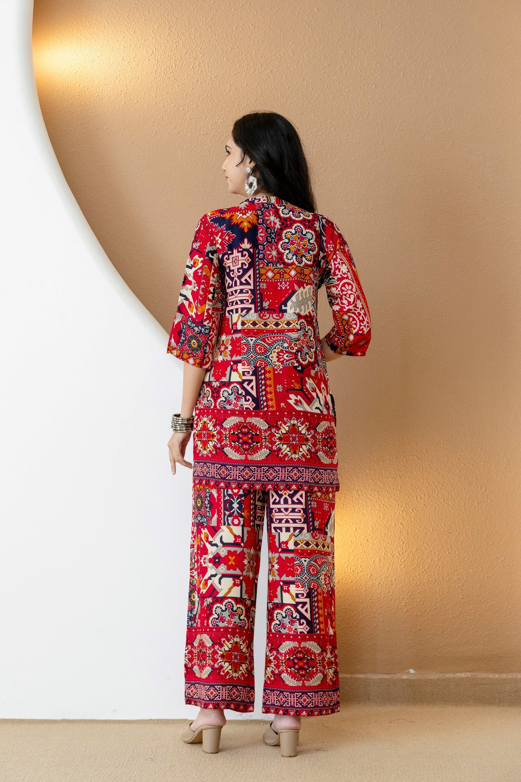 Boho Printed Co-Ord Set, Pink - Hiral Fashion | Grocsy