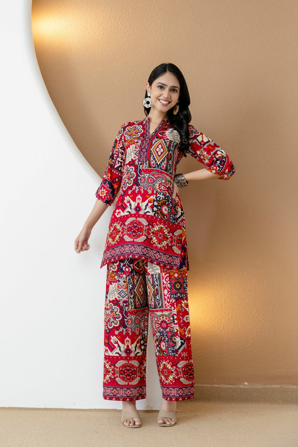 Boho Printed Co-Ord Set, Pink - Hiral Fashion | Grocsy