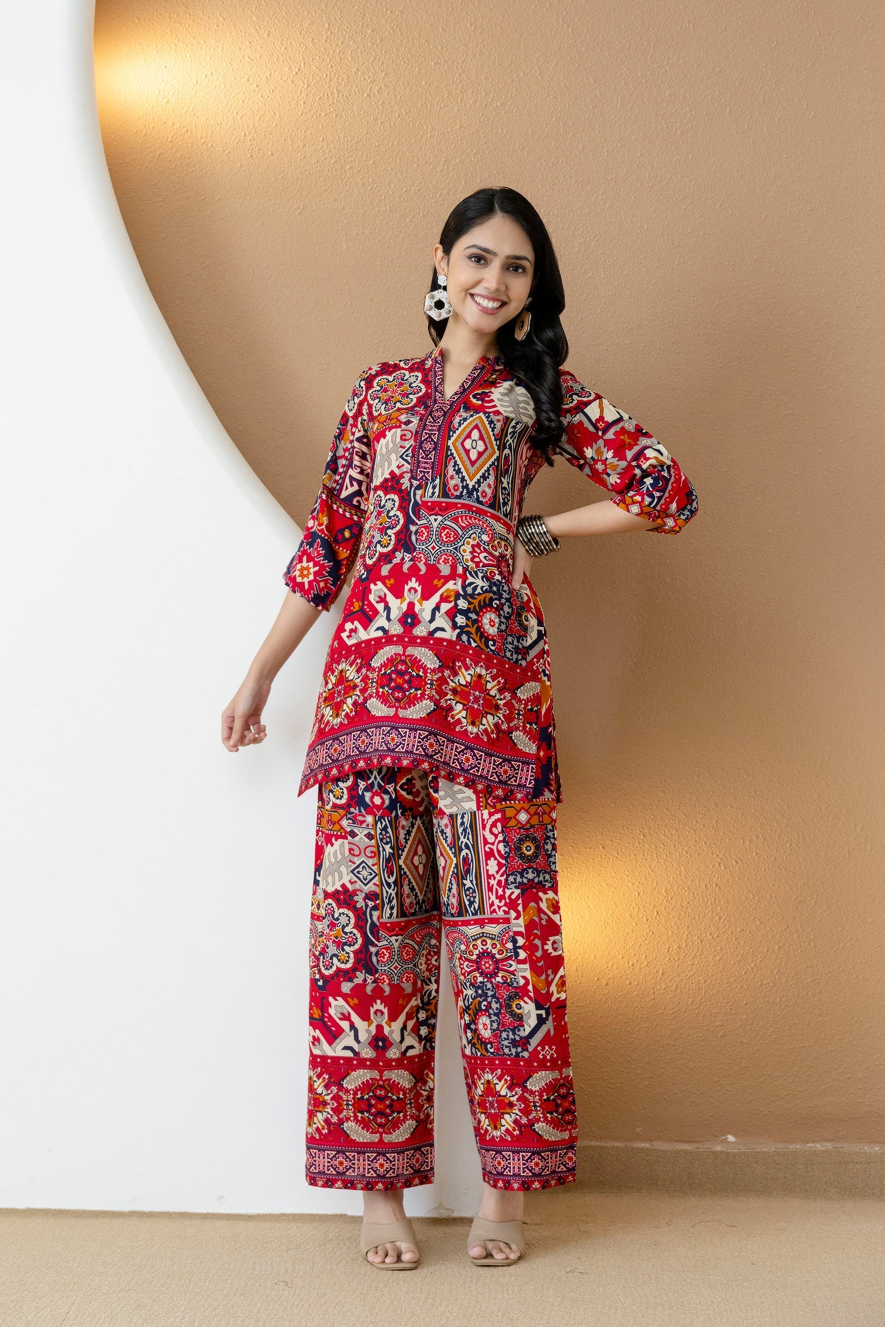 Boho Printed Co-Ord Set, Pink - Hiral Fashion | Grocsy