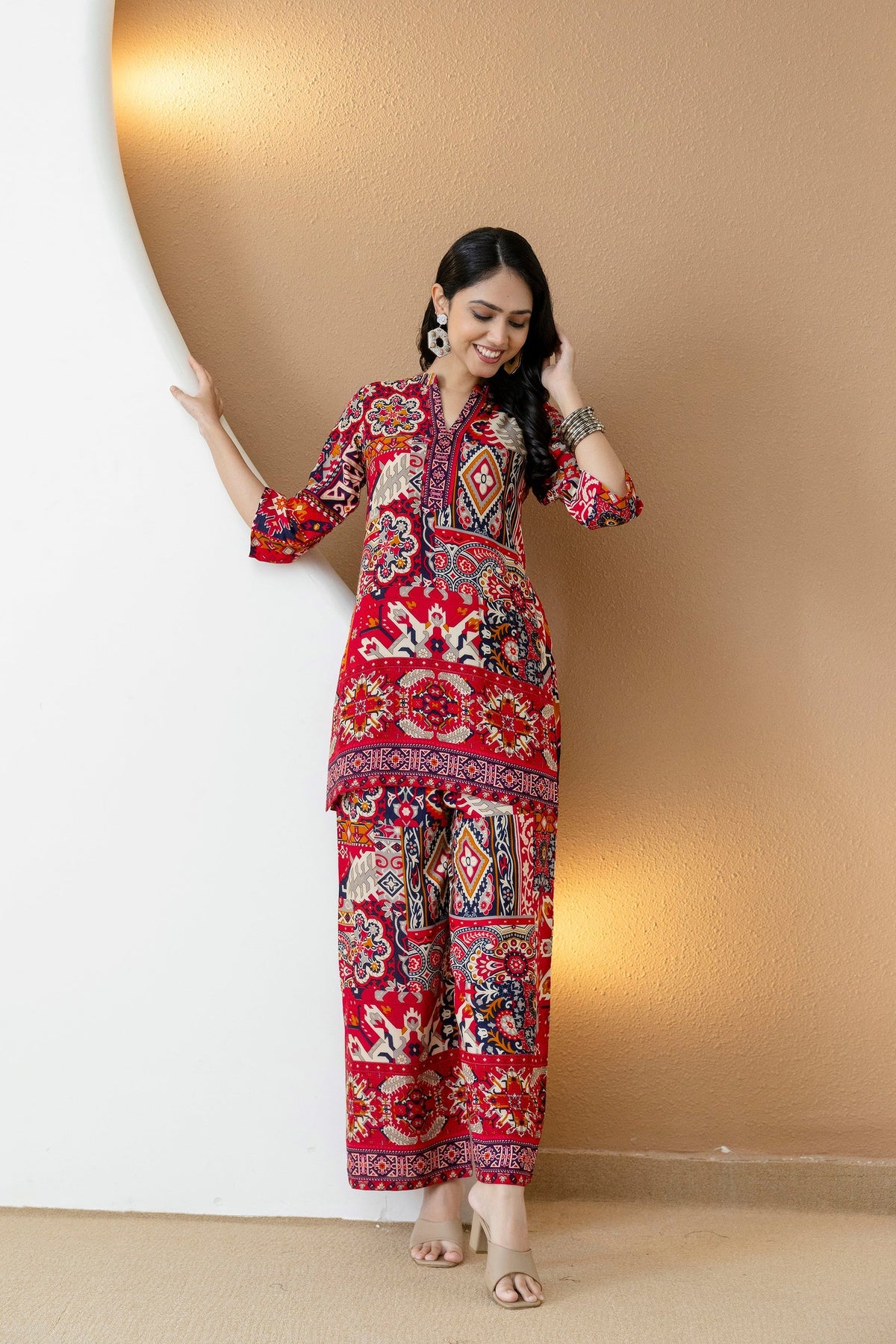 Boho Printed Co-Ord Set, Pink - Hiral Fashion | Grocsy