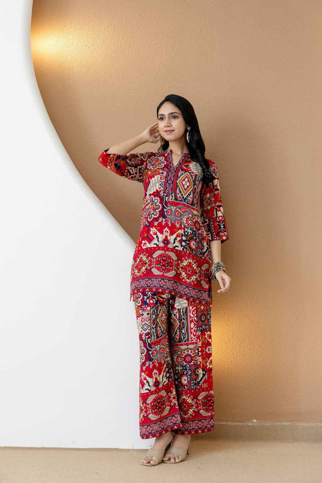 Boho Printed Co-Ord Set, Pink - Hiral Fashion | Grocsy