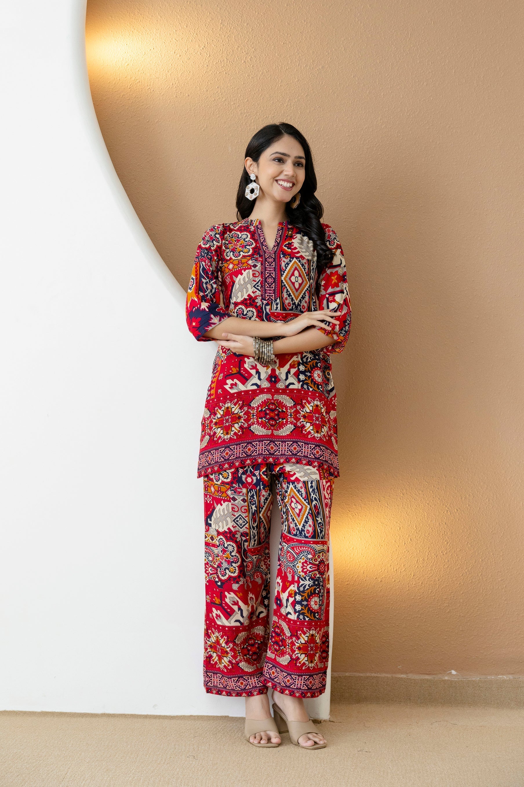 Boho Printed Co-Ord Set, Pink - Hiral Fashion | Grocsy