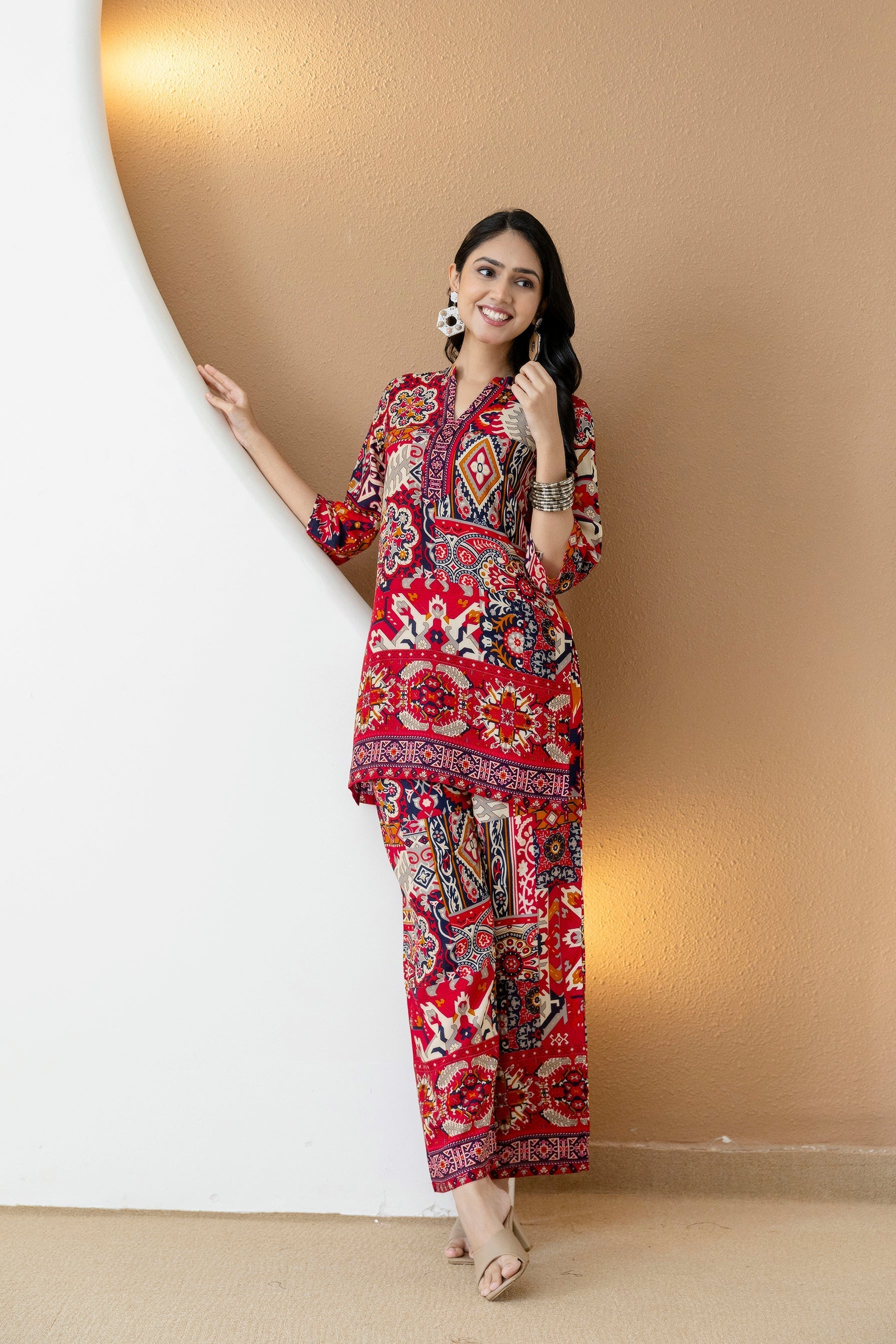 Boho Printed Co-Ord Set, Pink - Hiral Fashion | Grocsy