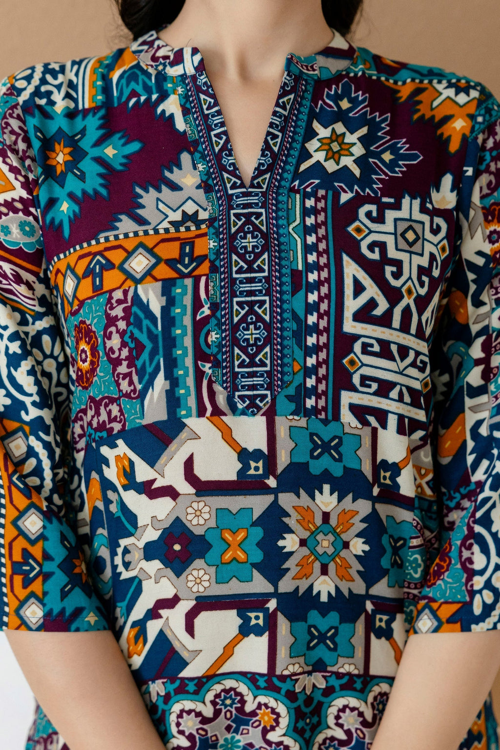 Boho Printed Co-Ord Set, Teal - Hiral Fashion | Grocsy