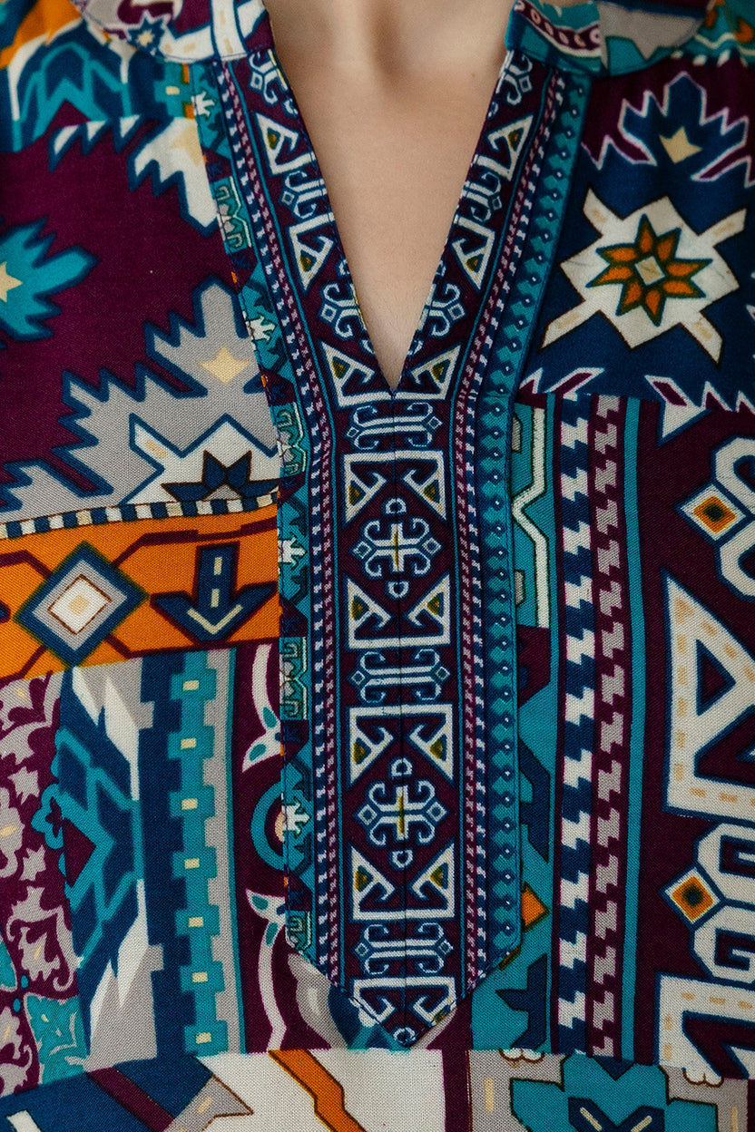Boho Printed Co-Ord Set, Teal - Hiral Fashion | Grocsy