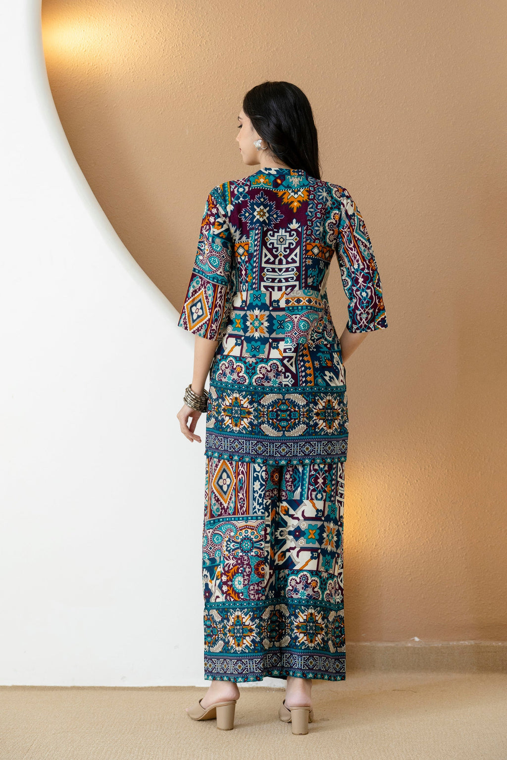 Boho Printed Co-Ord Set, Teal - Hiral Fashion | Grocsy