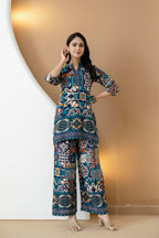 Boho Printed Co-Ord Set, Teal - Hiral Fashion | Grocsy
