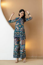 Boho Printed Co-Ord Set, Teal - Hiral Fashion | Grocsy