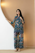 Boho Printed Co-Ord Set, Teal - Hiral Fashion | Grocsy