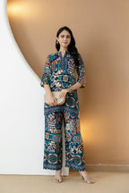 Boho Printed Co-Ord Set, Teal - Hiral Fashion | Grocsy