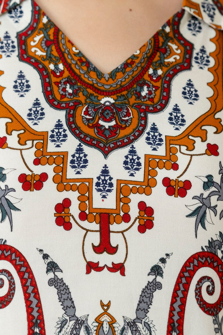 Paisley And Ethnic Motif Printed Kurta With Palazzo, Multicolor - Hiral Fashion | Grocsy