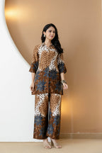 Animal & Floral Motifs Printed Ethnic Co-Ord Set, Brown - Hiral Fashion | Grocsy