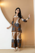 Animal & Floral Motifs Printed Ethnic Co-Ord Set, Brown - Hiral Fashion | Grocsy