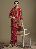 Ethnic Printed Co-Ord Set, Pink - Hiral Fashion | Grocsy