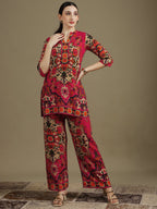 Ethnic Printed Co-Ord Set, Pink - Hiral Fashion | Grocsy