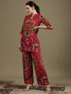 Ethnic Printed Co-Ord Set, Pink - Hiral Fashion | Grocsy