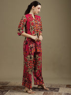 Ethnic Printed Co-Ord Set, Pink - Hiral Fashion | Grocsy