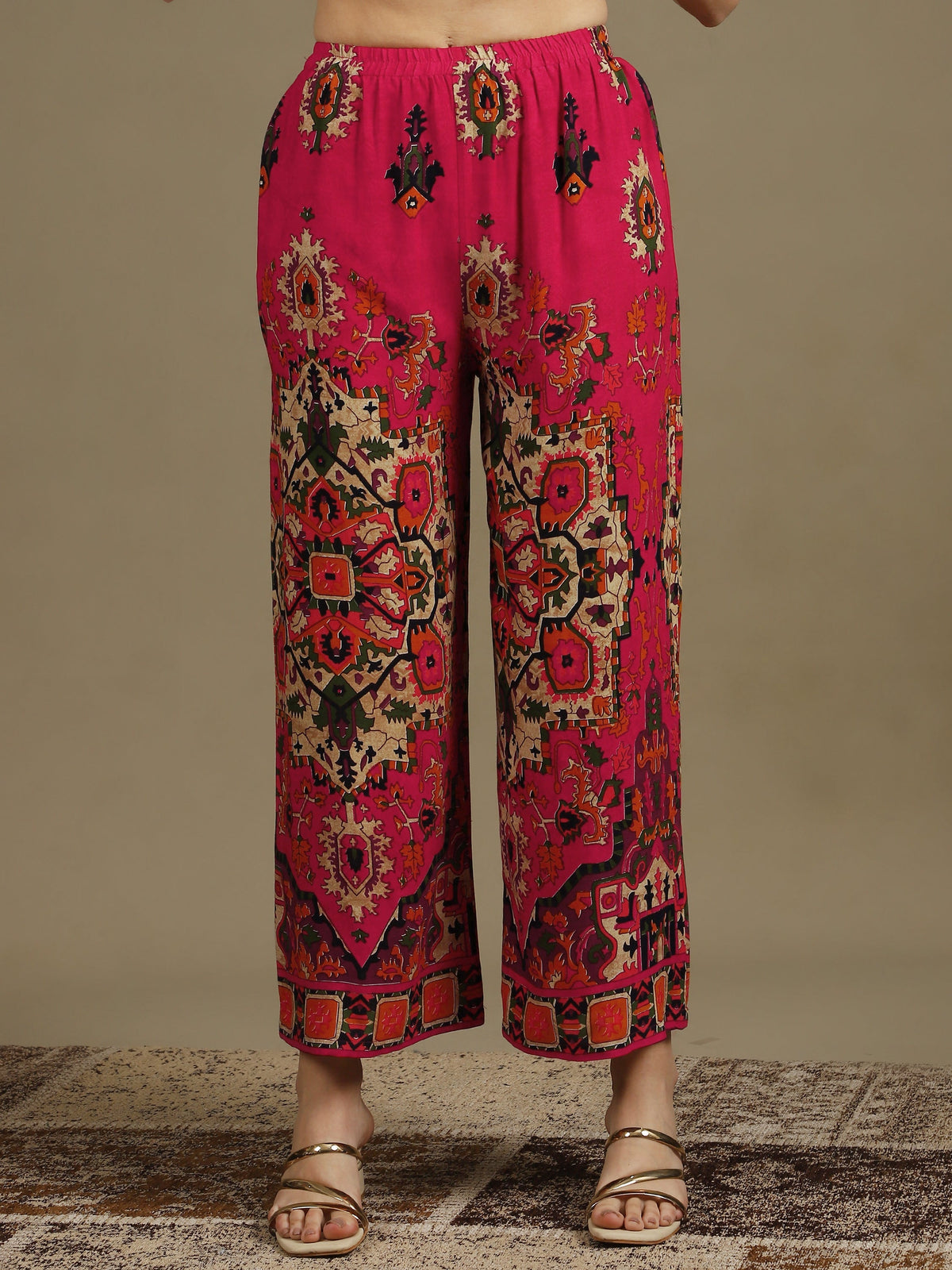 Ethnic Printed Co-Ord Set, Pink - Hiral Fashion | Grocsy