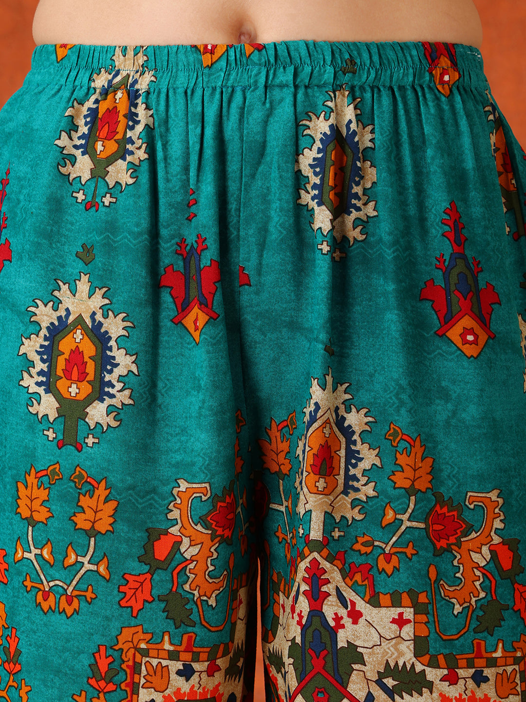 Ethnic Printed Co-Ord Set, Teal - Hiral Fashion | Grocsy