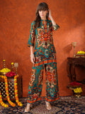 Ethnic Printed Co-Ord Set, Teal - Hiral Fashion | Grocsy