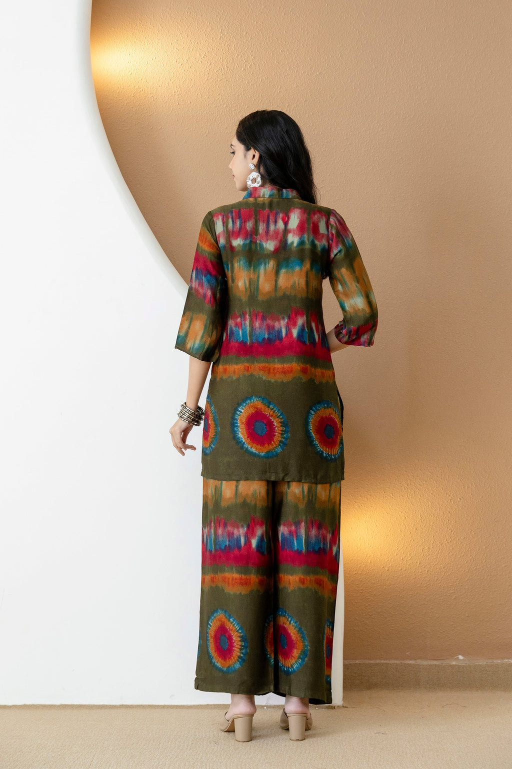 Vibrant Ethnic Co-Ord Set, Olive - Hiral Fashion | Grocsy