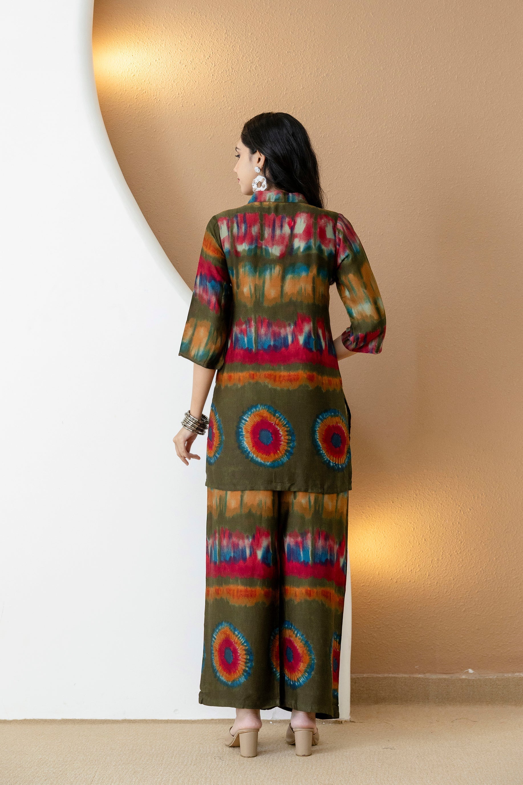 Vibrant Ethnic Co-Ord Set, Olive - Hiral Fashion | Grocsy
