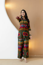 Vibrant Ethnic Co-Ord Set, Olive - Hiral Fashion | Grocsy