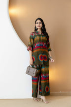 Vibrant Ethnic Co-Ord Set, Olive - Hiral Fashion | Grocsy