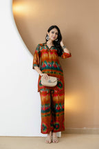 Vibrant Ethnic Co-Ord Set, Orange - Hiral Fashion | Grocsy
