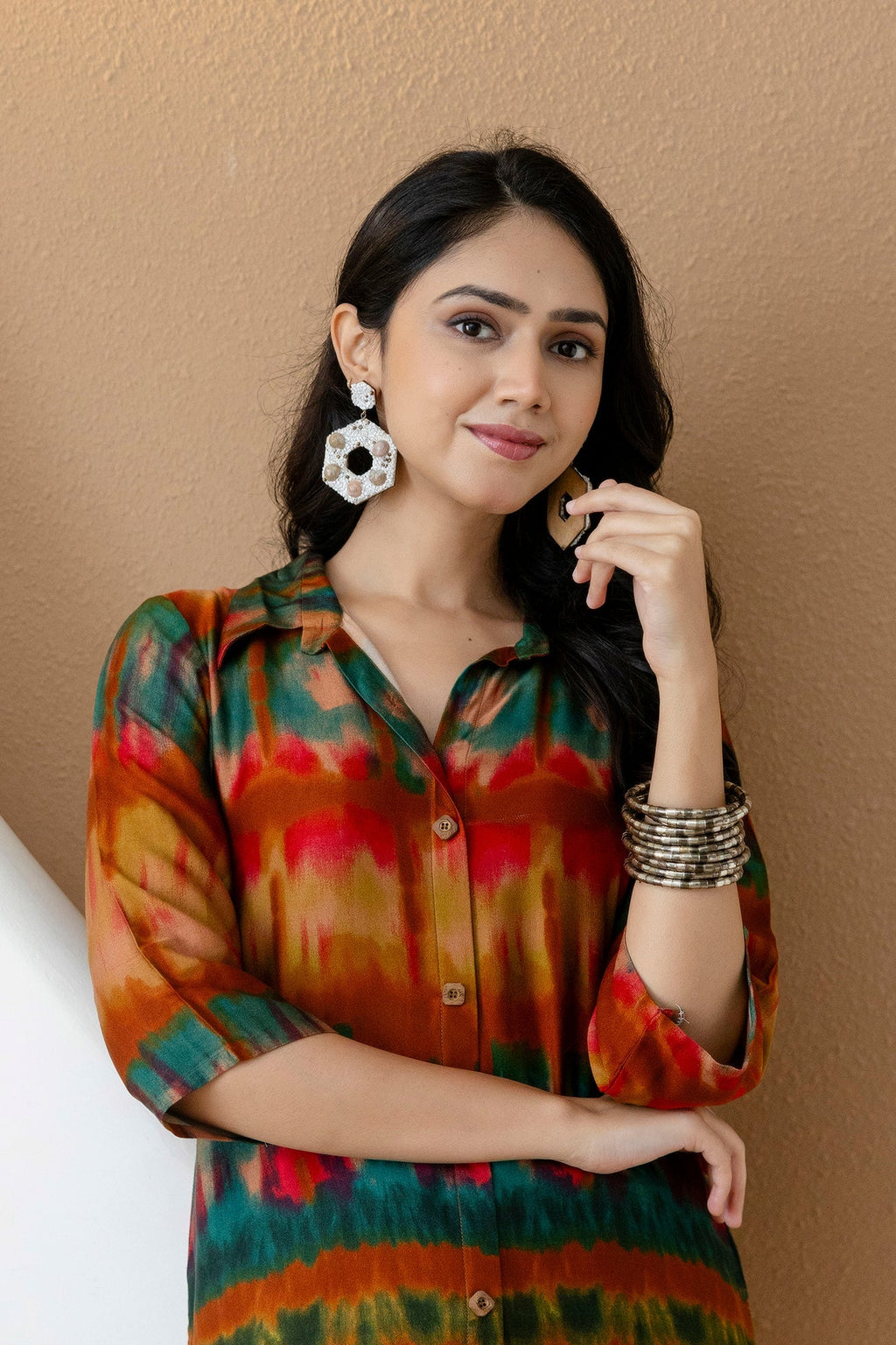Vibrant Ethnic Co-Ord Set, Orange - Hiral Fashion | Grocsy