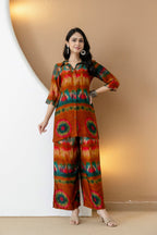 Vibrant Ethnic Co-Ord Set, Orange - Hiral Fashion | Grocsy