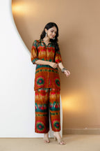 Vibrant Ethnic Co-Ord Set, Orange - Hiral Fashion | Grocsy