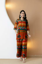 Vibrant Ethnic Co-Ord Set, Orange - Hiral Fashion | Grocsy