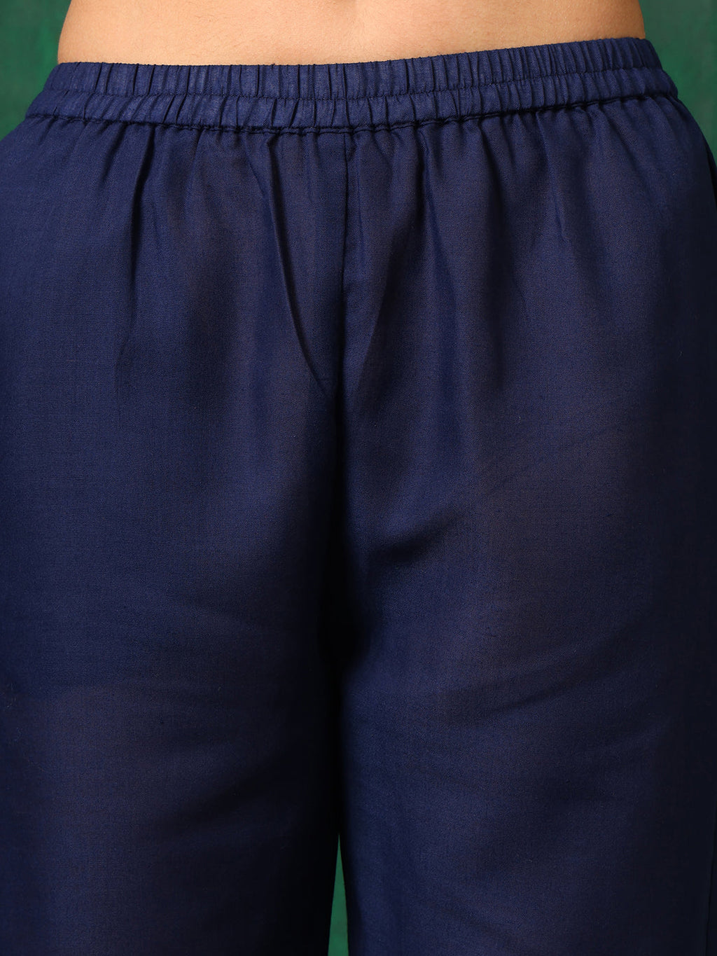 Applique Placement Embroidered Kurta With Pant & Dupatta, Navy Blue - Hiral Fashion | Grocsy