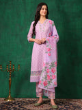 Embroidered Chikankari Kurta With Pant & Dupatta, Lavender - Hiral Fashion | Grocsy