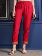Embroidered Kurta With Pant & Two Toned Embroidered Dupatta, Pink - Hiral Fashion | Grocsy