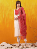 Sequined Embroidered & Applique Patch Kurta With Pant & Printed Dupatta, White - Hiral Fashion | Grocsy