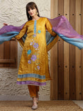 Hand Embroidered Kurta With Pant & Dual Toned Dupatta, Mustard - Hiral Fashion | Grocsy