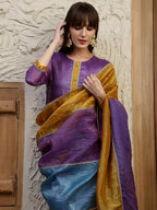 Hand Embroidered Kurta With Pant & Dual Toned Dupatta, Purple - Hiral Fashion | Grocsy