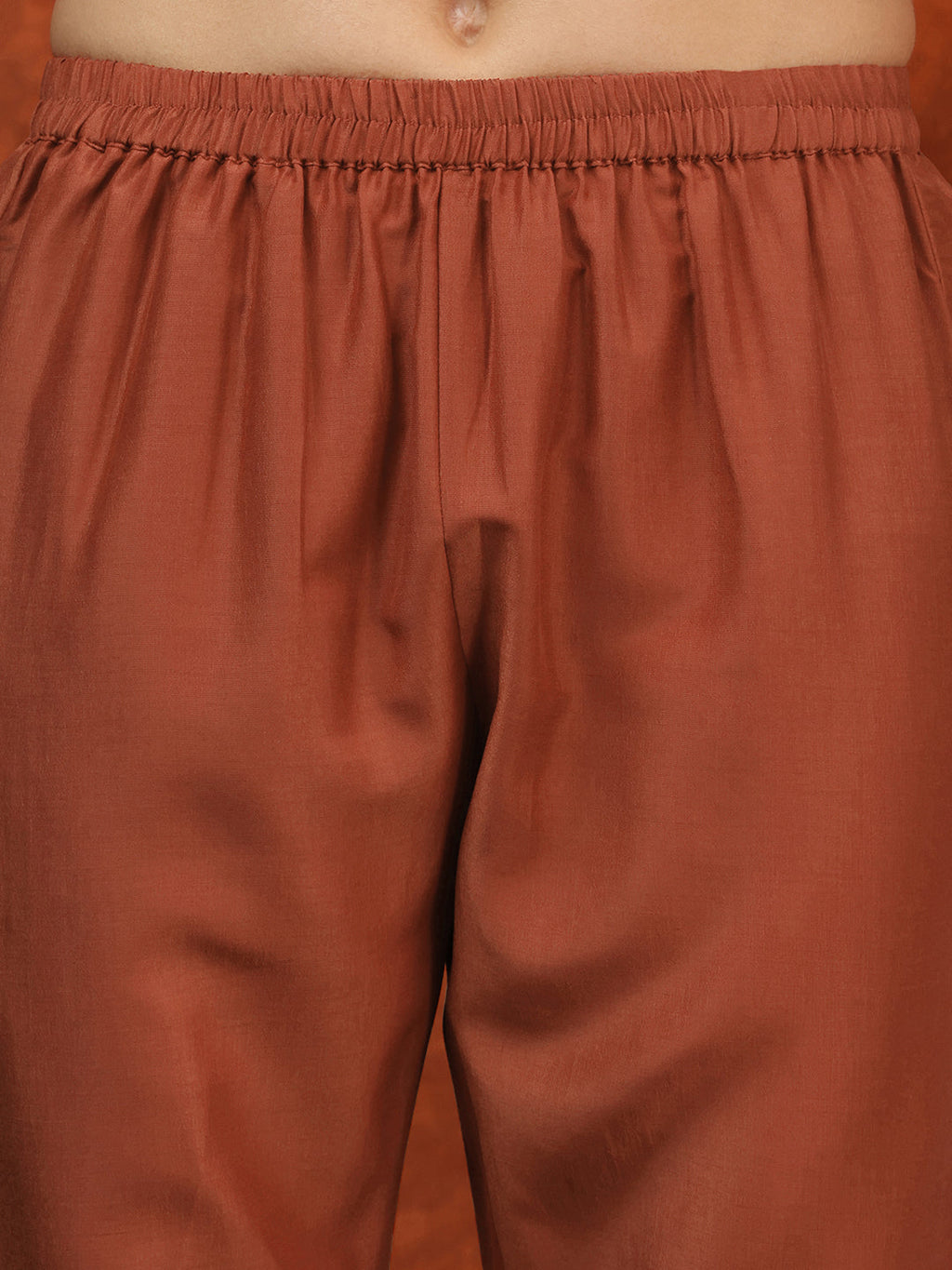 Mirror Embroidered Kurta With Pant & Embroidered Dupatta, Rust - Hiral Fashion | Grocsy
