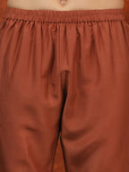 Mirror Embroidered Kurta With Pant & Embroidered Dupatta, Rust - Hiral Fashion | Grocsy