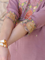 Embroidered Kurta With Pant & Embroidered Dupatta, Purple - Hiral Fashion | Grocsy