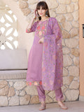 Embroidered Kurta With Pant & Embroidered Dupatta, Purple - Hiral Fashion | Grocsy