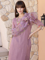Embroidered Kurta With Pant & Embroidered Dupatta, Purple - Hiral Fashion | Grocsy