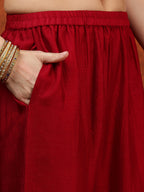 Embroidered Anarkali Kurta With Pant & Bandhni Printed Dupatta, Maroon - Hiral Fashion | Grocsy